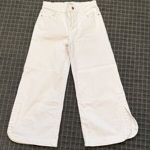 Frame Denim White Wide-Leg High-Rise Jeans with Side Slit